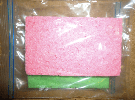 Frozen sponges for ice packs