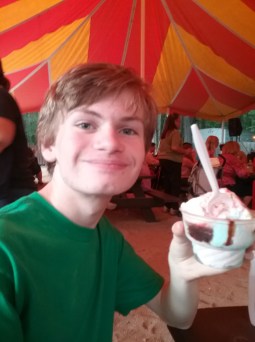 Tim with sundae Papoose Pond summer August 2018.jpg
